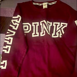 Victoria secret Pink sweat shirt burgundy color wore twice size large